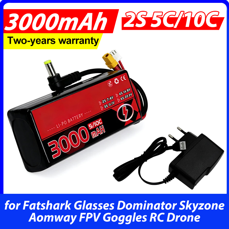 3000mAh 2S 5C 10C 7,4V Lipo-Ak – Skyzone Sky04X Pro Oled Fpv Goggles Bewertung und Preis